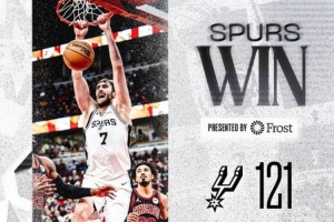 双塔之一！马刺赢球海报：本场6中6的科内特扣篮登上封面