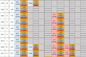 历届全运会11人制足球项目奖牌获得情况